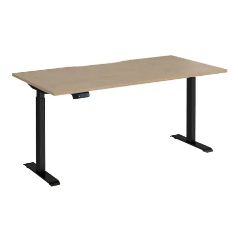 Elev8 Contract Straight Sit-Stand Desk - 1600 - Black - Kendal Oak